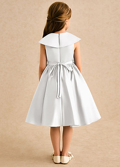Azazie Acorn Robe Demoiselle D'honneur Fillette Robe Trapèze en Mat Satiné Plissée Blanc image2