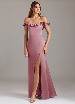 Azazie Callie Bridesmaid Dresses Vintage Mauve A-Line Ruched Stretch Satin Convertible Dress image5