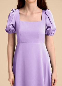 Azazie Briar Junior Lilac A-Line Bow Stretch Satin Dress image8
