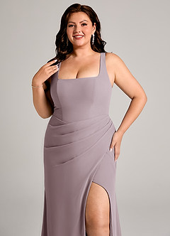 Azazie Mero Bridesmaid Dresses Dusk Sheath Pleated Chiffon Dress image14