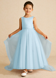 Azazie Pumpkin Flower Girl Dresses Sky Blue A-Line Convertible Tulle Dress image2