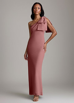 Azazie Yuanna Bridesmaid Dresses Desert Rose Mermaid One Shoulder Chiffon Dress image1