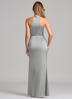 Azazie Karlotta Abiti da Damigella Abito Tubino in Raso Elasticizzato Plissettato Argento image2