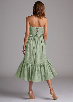 Azazie Delphina Bridesmaid Dresses Dusty Sage A-Line Strapless Floral Burnout Convertible Dress image3