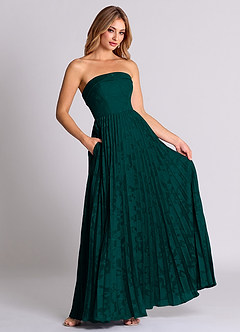 Azazie Mariana Bridesmaid Dresses Pine A-Line Strapless Floral Burnout Convertible Dress image3