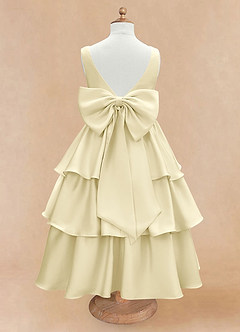 Azazie Margie Abiti da Ragazza di Fiori Abito A-Line in Raso Elasticizzato Fiocco Sorbetto Al Limone image5