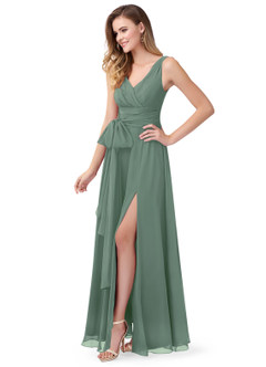 Azazie Bianca Bridesmaid Dresses A-Line Pleated Chiffon Floor-Length Dress image5