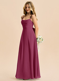 Azazie Bear Junior Mulberry A-Line Pleated Chiffon Dress image5