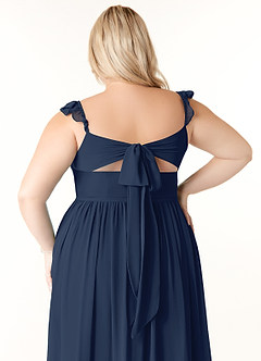 Azazie Metz Final Sale Dark Navy A-Line Sweetheart Ruched Chiffon Dress image12