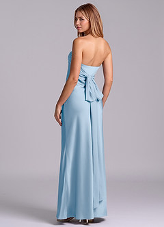 Azazie Ailanie Brudtärnklänningar Klä av Tubklänning i Stretch Satin Axelbandslös Puderblå image2