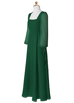 Azazie Leonia Junior Dark Green A-Line with Pockets Chiffon Dress image9