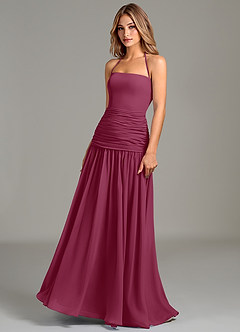 Azazie Vashti Bridesmaid Dresses Mulberry A-Line Chiffon Dress image4