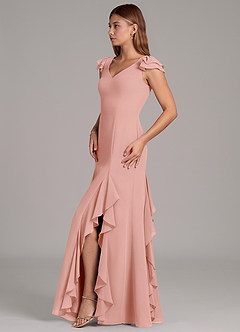 Azazie Nessa Bridesmaid Dresses Rosette A-Line Chiffon Dress image5