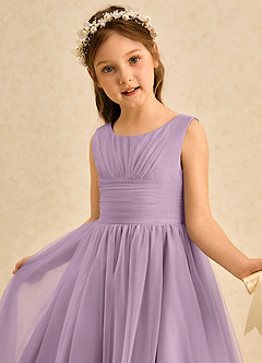 Azazie Macaron Flower Girl Dresses Wisteria A-Line Pleated Tulle Dress image5