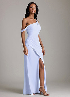 Azazie Madelyn Bridesmaid Dresses Lavender Mermaid One Shoulder Chiffon Convertible Dress image5