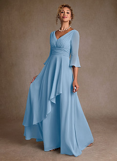 Azazie Eire Suknie dla Matki Panny Młodej Linia A Pofałdowany Szyfon Długość podłogi Sukienka image3