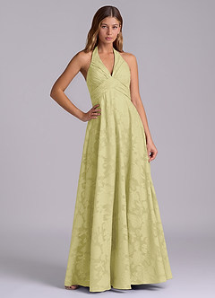 Azazie Tessie Brudtärnklänningar Klä av A-Linje i Blommig Utbrändhet Plisserad Citronsorbet image1