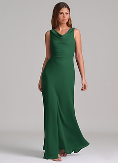 Azazie Nerine Brudtärnklänningar Klä av A-Linje i Chiffong Plisserad Mörkgrön image1