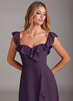 Azazie Lyra Bridesmaid Dresses Plum A-Line Chiffon Convertible Dress image10