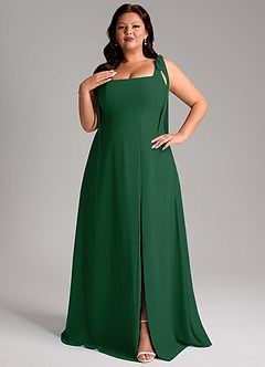 Azazie Debra Bridesmaid Dresses Dark Green A-Line with Pockets Chiffon Convertible Dress image3
