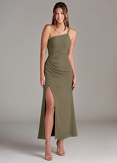 Azazie Eren Bridesmaid Dresses Willow Green Mermaid One Shoulder Chiffon Dress image3