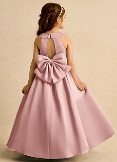 Azazie Daisies Robe Demoiselle D'honneur Fillette Robe Princesse en Mat Satiné Arc Or Rose image7