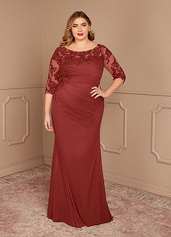Azazie Alisondra Mother of the Bride Dresses Rust Sheath Scoop Lace Lace Dress image8