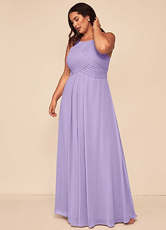 Azazie Ginger Bridesmaid Dresses Lilac A-Line Halter Pleated Chiffon Dress image12