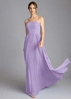Azazie Mariana Vestidos de damas de honor Vestido de Lila de Gasa de Corte en A con Sin tirantes image3