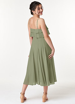 Azazie Ensley Junior Agave A-Line Pleated Chiffon Dress image6