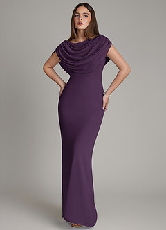 Azazie Hadley Bridesmaid Dresses Plum Mermaid Pleated Chiffon Dress image10