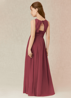 Azazie Bibiane Junior Merlot A-Line Pleated Chiffon Dress image5