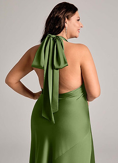 Azazie Velli Bridesmaid Dresses Juniper Mermaid High Neck Stretch Satin Dress image11