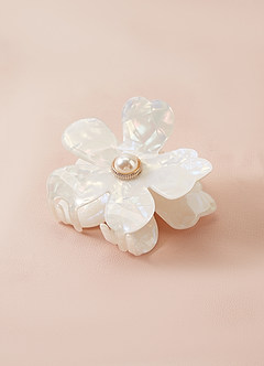 front Iridescent Pearl Flower Claw Clip