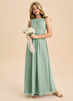 Azazie Skyla Junior Linia A Pofałdowany Szyfon Długość podłogi Młodsza druhna Sukienka image5