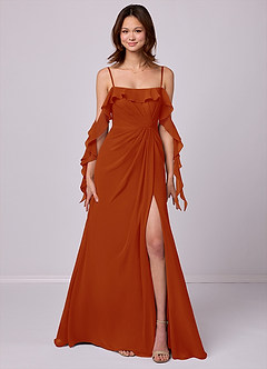 Barbie ♥ Azazie Bridesmaid Dresses Paprika A-Line Off the Shoulder Chiffon Convertible Dress image7