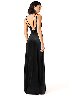 Azazie Hapa Bridesmaid Dresses Black A-Line Lace Velvet Dress image2