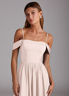 Azazie Calianna Brudtärnklänningar Klä av A-Linje i Stretch Satin Av axeln Rodnande Rosa Konvertibel image2