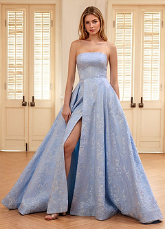 Isadorally Bleu Ciel Robe de bal corsetée en dentelle transparente et strass image6
