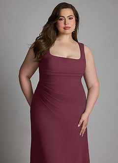Azazie Agustina Abiti da Damigella Abito Sirena in Chiffon Corsetto Cabernet image11