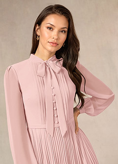 Azazie Adellah Mother of the Bride Dresses Powder Pink A-Line Pleated Chiffon Dress image5