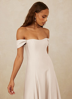 Christian Siriano Bridal for Azazie 1002 Bridesmaid Dresses White Alabaster A-Line Off the Shoulder Stretch Satin Convertible Dress image4