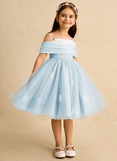 Azazie May Blumenmädchenkleider Ballkleid Plissee Tüll Kleid Himmelblau image5