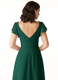 Azazie Omari Robes de demoiselle d'honneur Robe Trapèze en Mousseline de soie émeraude image6