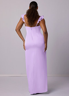 Barbie ♥ Azazie Robes de demoiselle d'honneur Robe Fourreau en Satin extensible Lilas image7