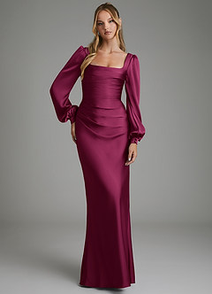 Azazie Brianna Brautjungfernkleider Meerjungfrau-Linie Korsett Stretch-Satin Kleid Rote Pflaume image4