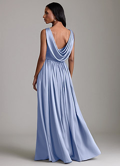 Azazie Novi Bridesmaid Dresses Ice A-Line with Pockets Stretch Satin Dress image2