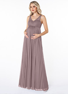 Azazie Andrea Final Sale A-Line Pleated Mesh Floor-Length Dress image3