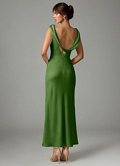 Azazie Kieryn Bridesmaid Dresses Basil Mermaid Pleated Stretch Satin Dress image5