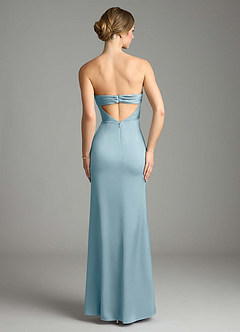 Azazie Leonis Bridesmaid Dresses Moody Blue Mermaid Pleated Stretch Satin Convertible Dress image2